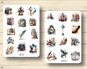 Sticker Set Magic Spell Alchemy Witch Magic Hat Owl, Sticker Planner Stickers, cute Scrapbooking Stickers