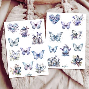 Sticker Set blaue Schmetterlinge