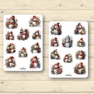 Sticker Set vintage Schneemänner