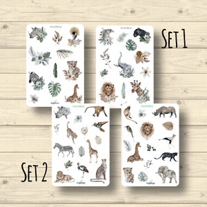 Sticker Set, Dschungeltiere, 2 Sets Aufkleber Planner Stickers, cute Scrapbooking Stickers