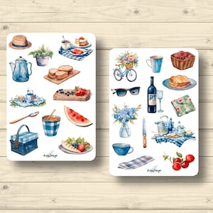 Sticker Set Picknick Natur Essen Trinken draußen Wiese gemütlich Urlaub Aufkleber Planner Stickers, Scrapbook Stickers