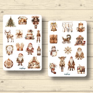 Sticker Set Weihnachten boho Weihnachtsdeko Naturmaterialien, Aufkleber Planner Stickers, cute Scrapbooking Stickers