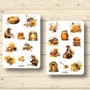 Sticker Set Honig Bienen Imker Honigwaben Honigglas, Aufkleber Planner Stickers, cute Scrapbooking Stickers