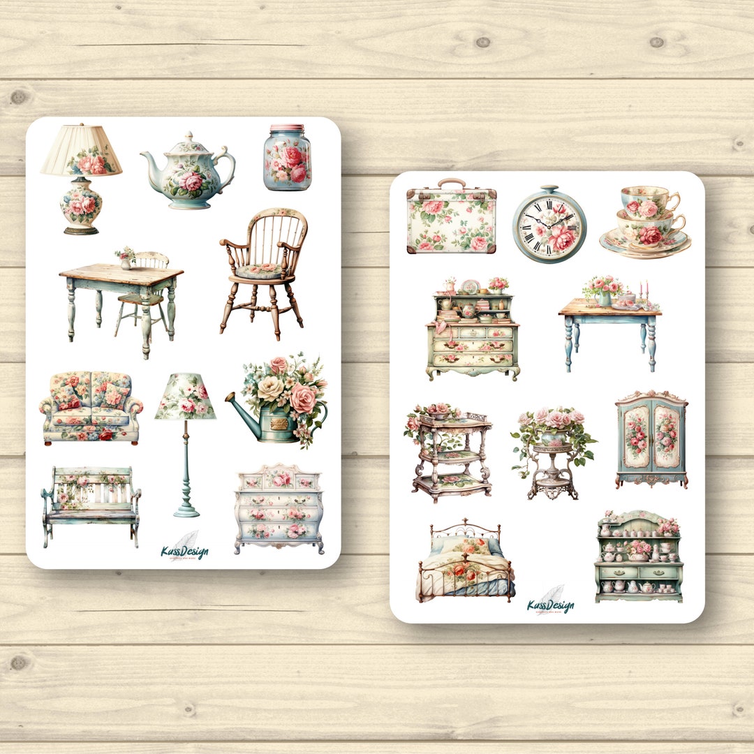Sticker Set Shabby Chic Interior - Etsy