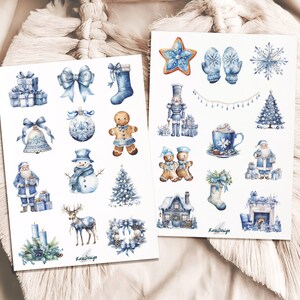 Set d'autocollants bleu Noël