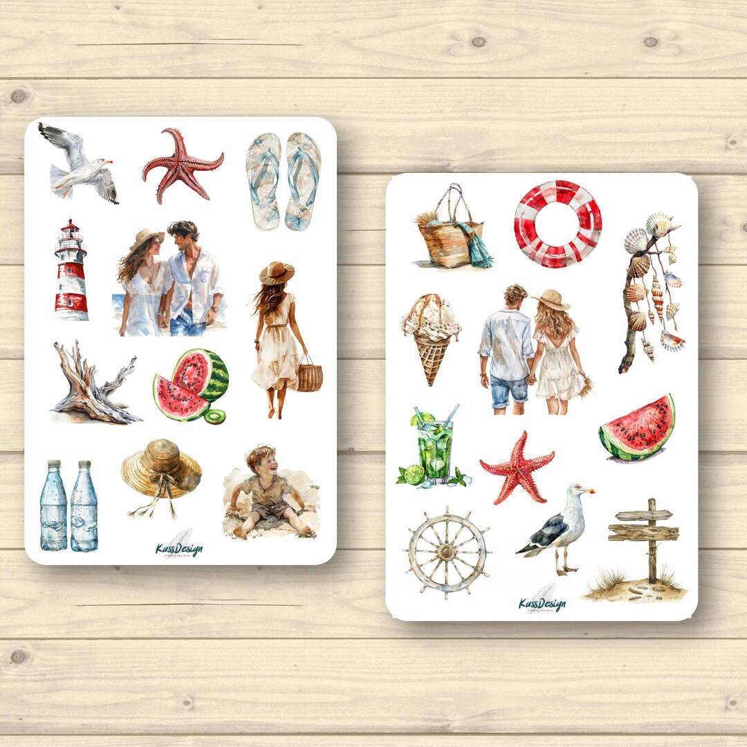 Gril Strand Sticker Sticker Set Beach Holiday, Sea - Etsy