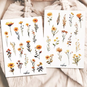 Set de pegatinas flores silvestres en amarillo