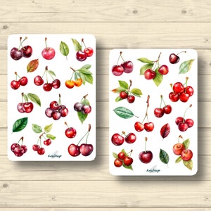 Sticker Set, Cherries Sweet Cherries Cherry Tree Fruit Healthy Sweet Crisp Stickers Planner Stickers, Scrapbook Stickers