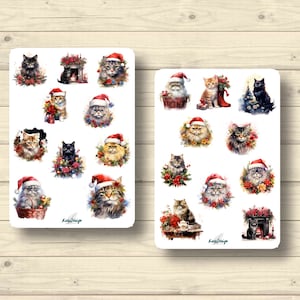 Sticker Weihnachten Katzen Weihnachtskätzchen Tiere Winter Kätzchen, Aufkleber Planner Stickers, cute Scrapbooking Stickers