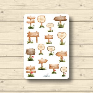 Sticker Sheet Holzschilder Wandern Natur Reise Aufkleber Planner Stickers, cute Scrapbooking Stickers