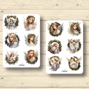 Sticker  Engel Weihnachtsengel Flügel Tannenkränze, Aufkleber Planner Stickers, cute Scrapbooking Stickers