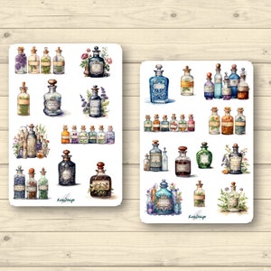 Set de pegatinas botellas de boticario vintage
