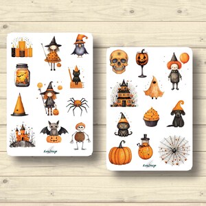 Sticker Set Halloween Kinder Buntstiftzeichnung Kindersticker, Aufkleber Planner Stickers, cute Scrapbooking Stickers