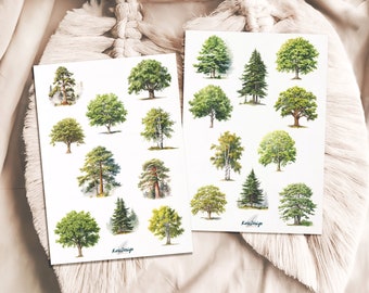 Sticker set trees deciduous trees coniferous trees