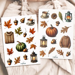 Ensemble d'autocollants feuilles d'automne