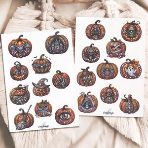 Set d'autocollants citrouilles avec pierres précieuses