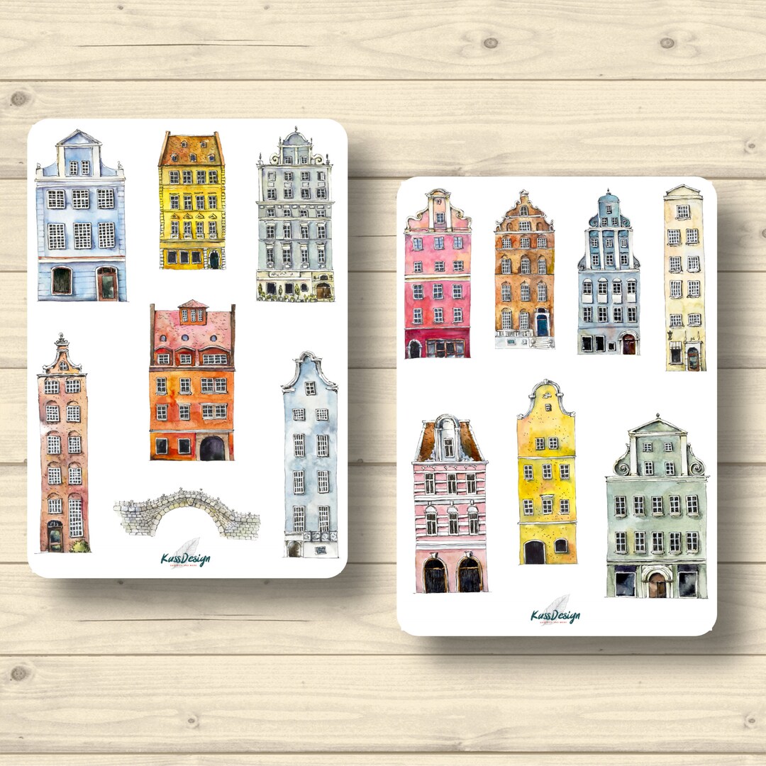 Sticker Set, Amsterdam, Houses, Buildings, Planner Stickers, Cute ...
