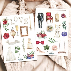 Juego de pegatinas para decoración de bodas