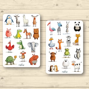 Conjunto de pegatinas de dibujos animados de animales