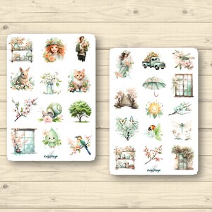 Sticker Set Frühling in Hellgrün Pastell