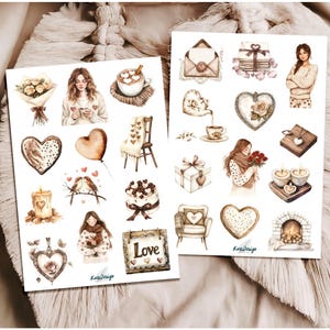 Set de pegatinas románticas para San Valentín