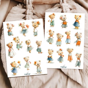 Juego de pegatinas de ositos de peluche