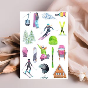 Sticker Blatt Skifahren Snowboard