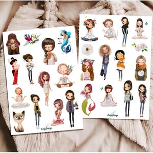 Sticker Set niedliche Mädchen
