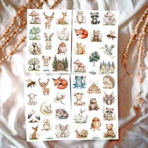 Ensemble d'autocollants animaux de la forêt mignons