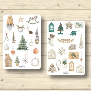 Sticker Set natürliche Weihnachten, Holzdeko