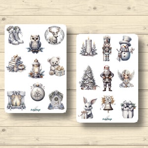 Sticker Set Weihnachten in Silber