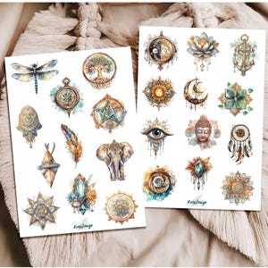 Set d'autocollants amulettes porte-bonheur