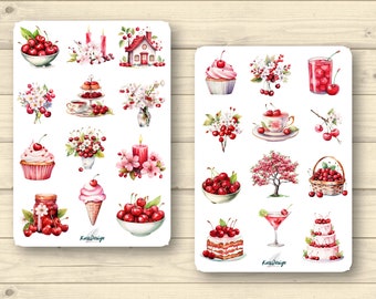 Stickerset kersen en desserts