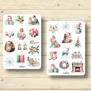 Sticker Set Weihnachten im Retro-Style, Weihnachtsdeko