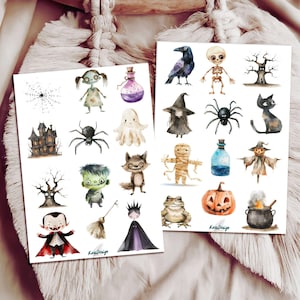 Conjunto de pegatinas de dibujos animados de Halloween