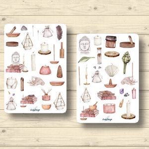 Sticker Set Spiritualität Spa Wellness Buddha Esoterik Aufkleber Planner Stickers, Scrapbook Stickers