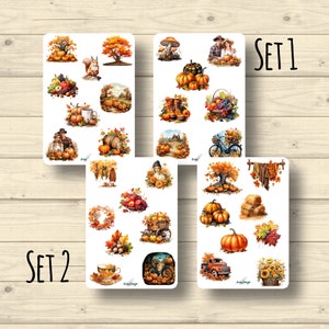 Sticker Sets Herbst Kürbisse Farm Kürbis Arrangements Herbstlandschaft, 2 Sets, Aufkleber Planner Stickers, cute Scrapbooking Stickers