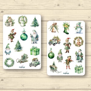 Sticker Set Weihnachten vintage in grün