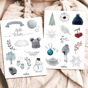 Set d'autocollants Bonjour l'hiver
