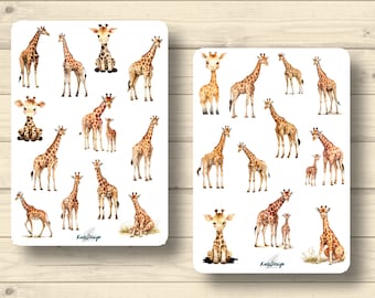 Sticker Set Giraffes Animals Safari Wildlife, Stickers Planner Stickers, cute Scrapbooking Stickers