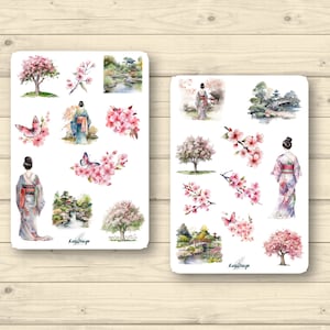 Sticker Set Sakura Kirschblüten japanische Gärten