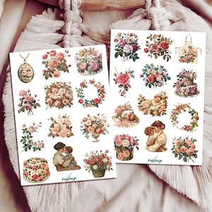Set de pegatinas vintage para el Día de la Madre