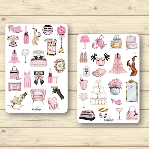 Sticker Set Fashion Girl pink