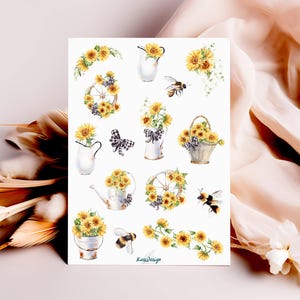 Feuille d'autocollants tournesols