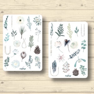 Adesivo Piante natalizie foglie Piante invernali Collane di perle Decorazioni natalizie, adesivi adesivi planner, simpatici adesivi per scrapbooking