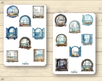 Sticker set maritime windows