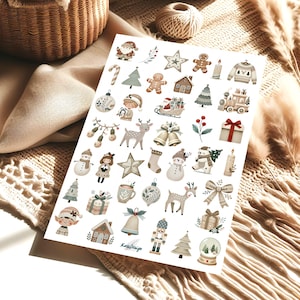 Hoja de pegatinas grande estilo Boho Navidad en Escandinavia