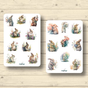 Sticker Set Osterhasen mit Blumen