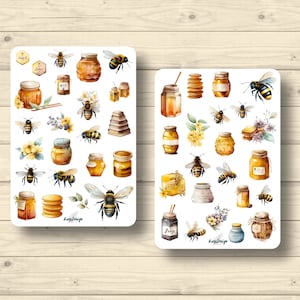 Sticker Set Honig Bienen Waben Honigbienen Honigglas, Aufkleber Planner Stickers, cute Scrapbooking Stickers