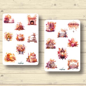 Sticker Set Herbst Wald Laubblätter Natur Sträuße Kuchen Kamin, Aufkleber Planner Stickers, cute Scrapbooking Stickers